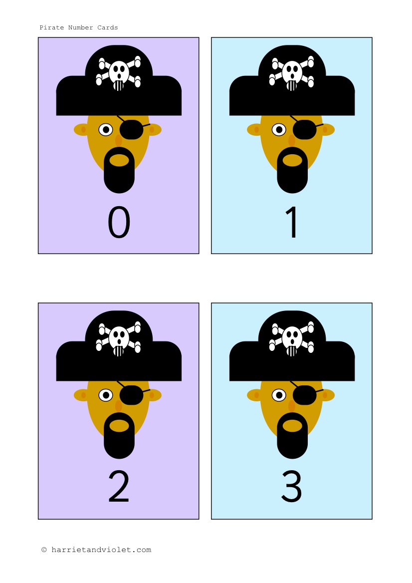 Pirate Number Cards 0-20 - Printable Teaching Resources - Print Play Learn