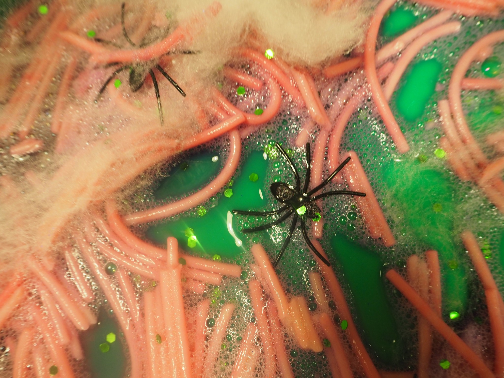 coloured spaghetti glitter messy play