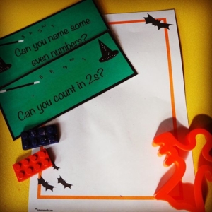 Add mood lighting to your home or classroom. Makes mark making more exciting.  Writing by torch light fun for Halloween. I’ve also used homemade crayons in the shape of Lego bricks.