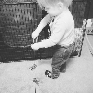 Super day of play! Used @play.hooray He enjoyed using pegs to clip onto a ribbon, post paper into a box and unwrapped cubes covered in foil. Thanks again