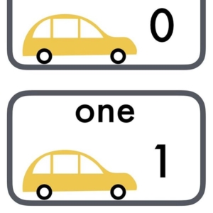 Car number line with numbers and words ~ easy to print and use on display in a playroom or classroom. I love designing the illustrations as I’m a big fan of mid-century design. I also love using a range of colours rather than sticking to primary ones.