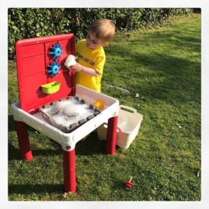 This kept him busy whilst I cooked dinner  I love his concentration