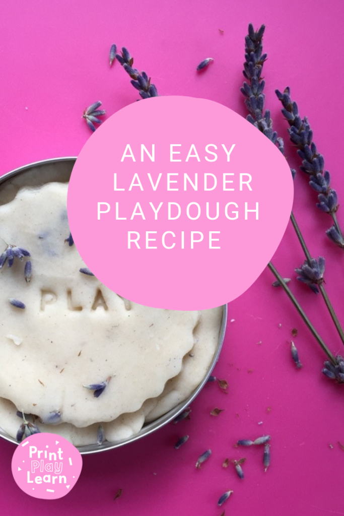 a tin of lavender playdough in a tin natural recipe from print play learn
