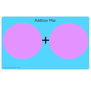 + Addition Mat + a great way to add to sets of objects; use found objects, counters, numicon and add together the amounts in the 2 circles.