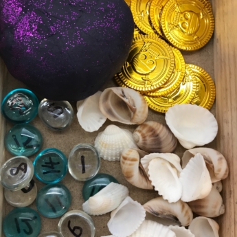 black playdough shells coins pirate