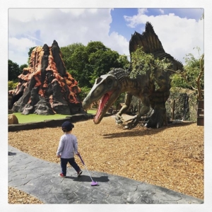 Dinosaur Golf ~ crazy golf and dinosaurs, two of his favourite things combined ️
