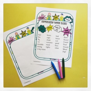 Superhero  as well as having lovely props to support fun learning it is great to have prompts as well. It’s not cheating to give children alphabet charts, words banks, sound buttons and ideas it’s there to help them. The more support the have the better at learning they become and learn to support themselves independently. Which prompts to you use in your classroom?