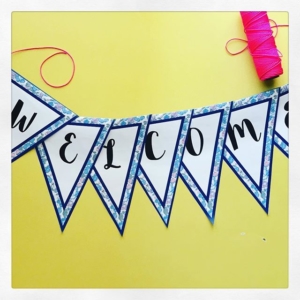 WELCOME // A lovely way to welcome your class. The simplest way to make children and adults feel welcome. Having a calm,inviting, learning environment is a great way to begin the transition to a new classroom. Quick print banner/ bunting with liberty fabric design. Why not brighten the classroom with this print?