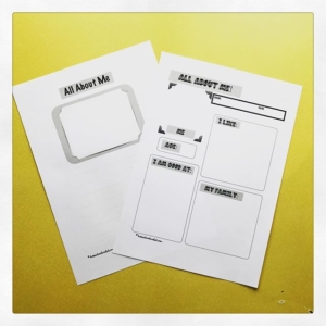 All About Me – a quick print activity to share information. Teachers + children should do one of these to share the about themselves. Talking + playing games is the best way to get to know your new class.
