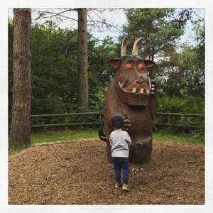 Meeting the Gruffalo for the 2nd time this week.