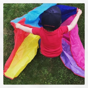 Parachute play  he’s been loving the parachute + apparently needed teamwork  His nursery teaches him so many skills. Once the baby is here I’m sure they’ll be in his little team.