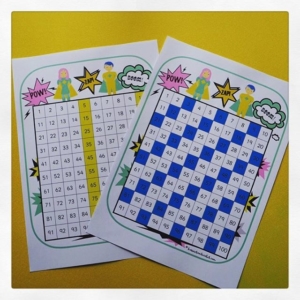 Hundred squares ~ support counting in 2s, 3s, 5s & 10s. Quick printable for the classroom or support for home learning.