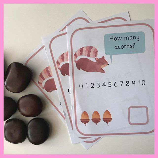 SQUIRREL

Good morning, I’ve left this activity out ready for my son to try later. I’ve printed off little playdough mats/counting mats to support counting and number recognition. I didn’t have any acorns here but have used these beautiful natural items from @graspandgather . 
I would also add to this set up, wooden numbers so they can be matched with the correct number of objects. I wanted this simple to see if he could match the same number of objects to the acorns on the paper plus locate the number on the number line. 
There is an option to mark make in the box but this isn’t the aim of this activity. 
Check out other members of the #oct_playalong team for more play ideas, there are so many! 
@mummylouwithlilyandwillowtoo 
@roseandvioletmama 
@claire_jeffery81 
@amythislittlelife 
@beckys_treasure_baskets 
@theconstantdaydreamer 
@printplaylearn 
@mama.smith.to2 
@oursensorykids 
@brightbuttonschildminding 
@entertaining_elsie 
@mygirlsmake 
@mayasmoonplay 
@something.sensory 
@mumtomessyboys 
@letsplaymama
@childcare_adventures

#mathsonmondays #oct_playalong #counting #handsonmaths #octoberactivity #earlycounting #EYFS #numberline #teachersofinstagram #teachingresources #childcareideas #earlylearning #printplaylearn
