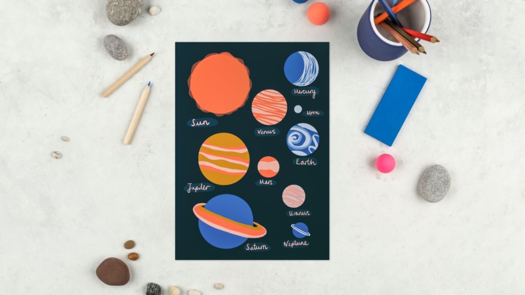 space poster for children print play learn