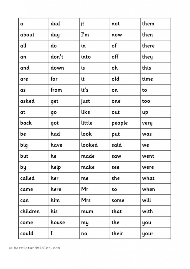 High Frequency Words Page 1 Free Teaching Resources Print Play Learn