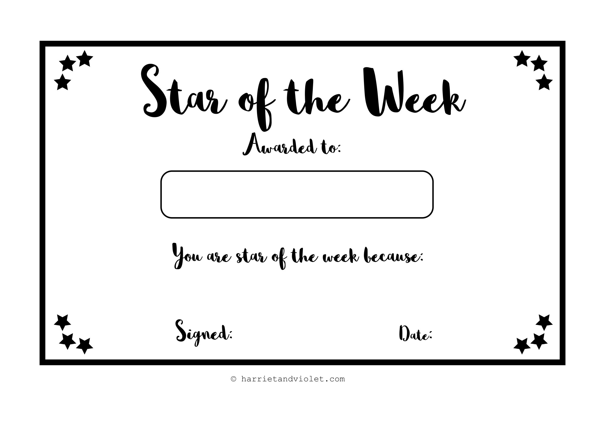 Star of the Week Certificate - Printable Teaching Resources Intended For Star Of The Week Certificate Template