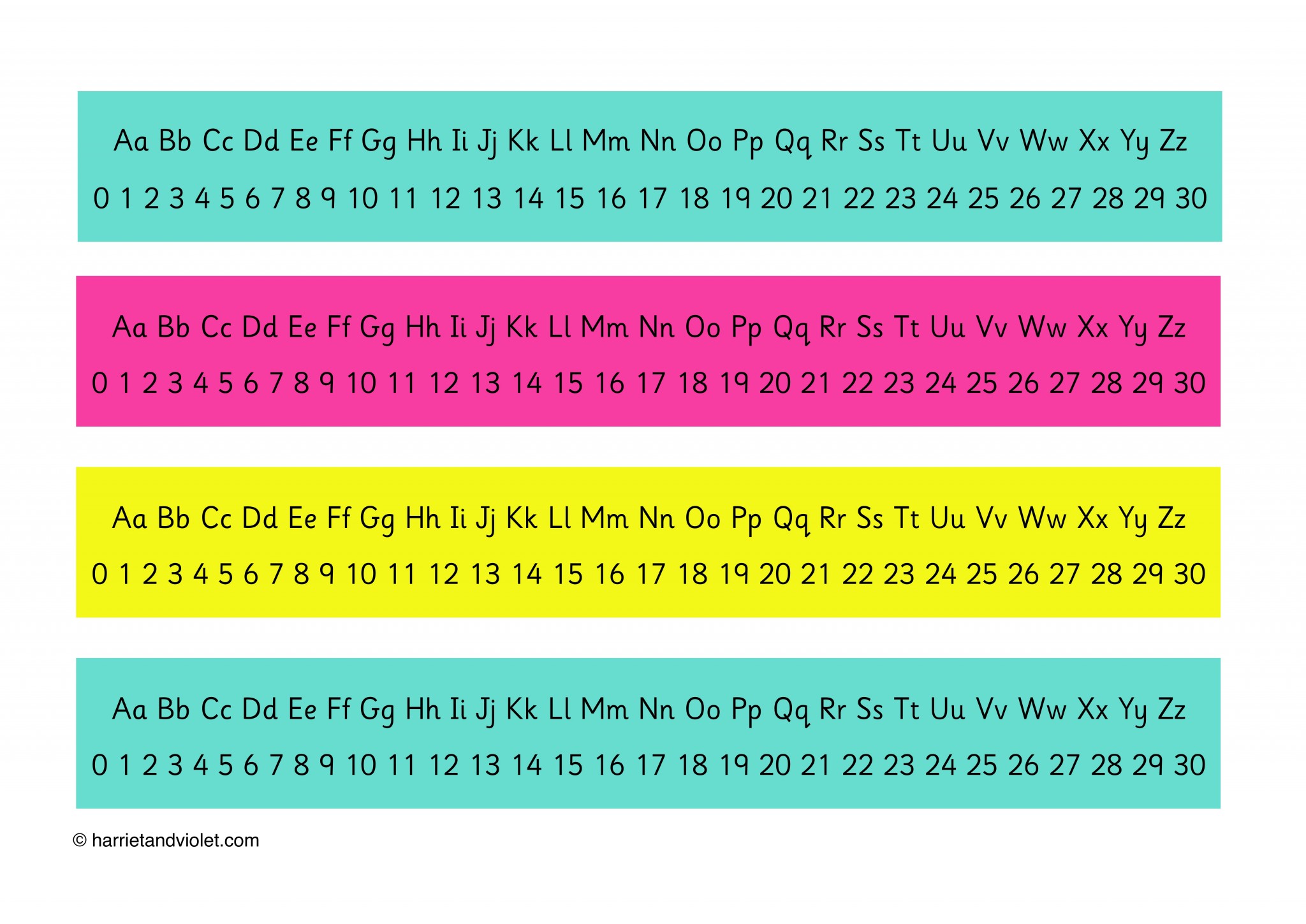 Alphabet-Number Line Standard Name 