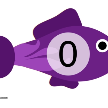 purple fish with a white circle number in to ut out for a classroom display