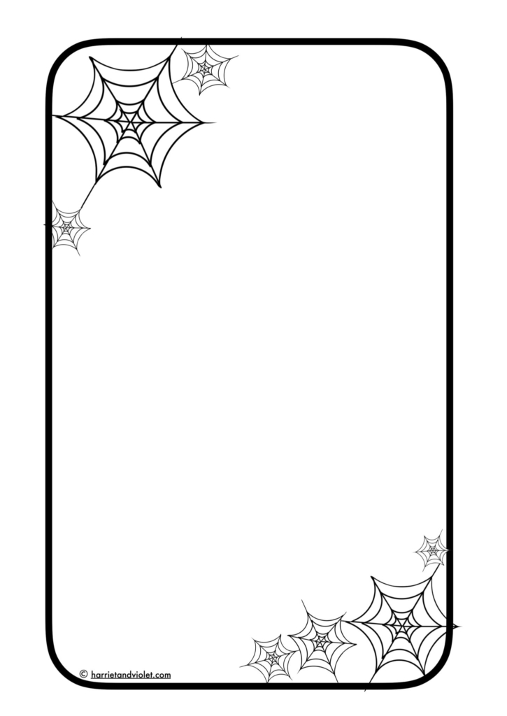grey border with spider webs for kids to write or draw on