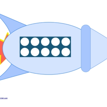 blue rocket with numicon grid to support children counting eyfs