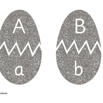 glitter easter eggs with upper and lower case lettering 2 eggs per page