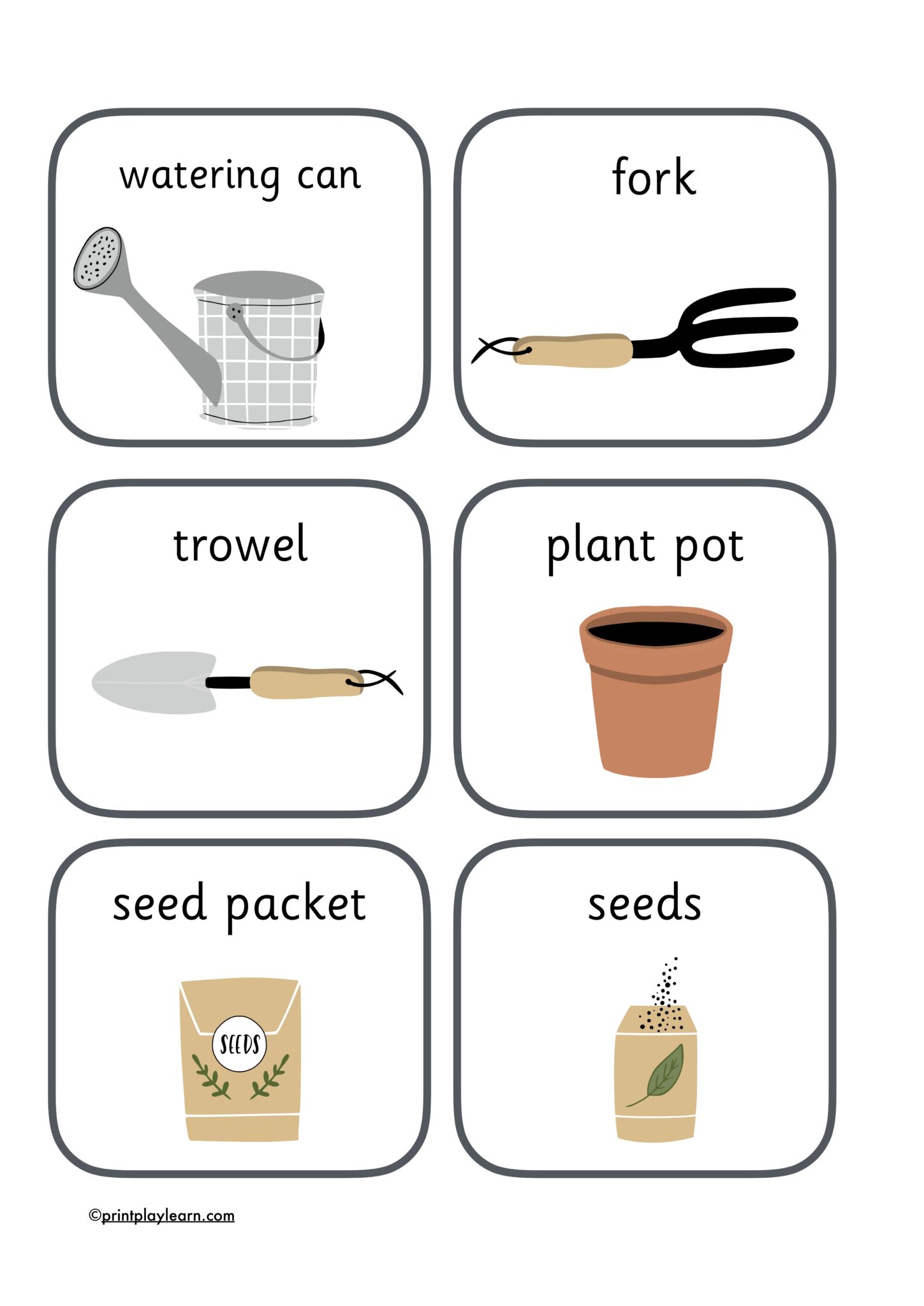 gardening tools flashcards printable teaching resources print play learn
