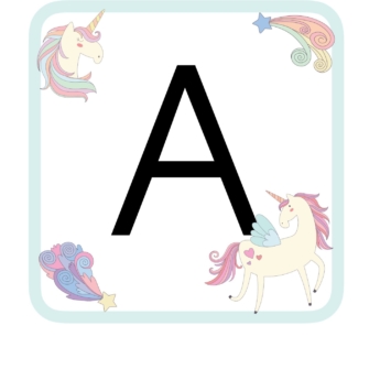 alphabet a with unicorn border