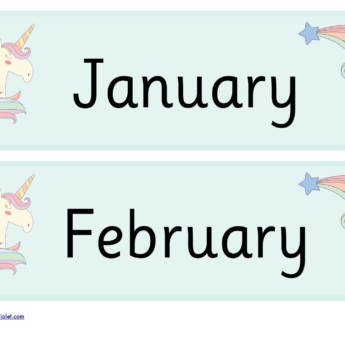 months of the year blue unicorns