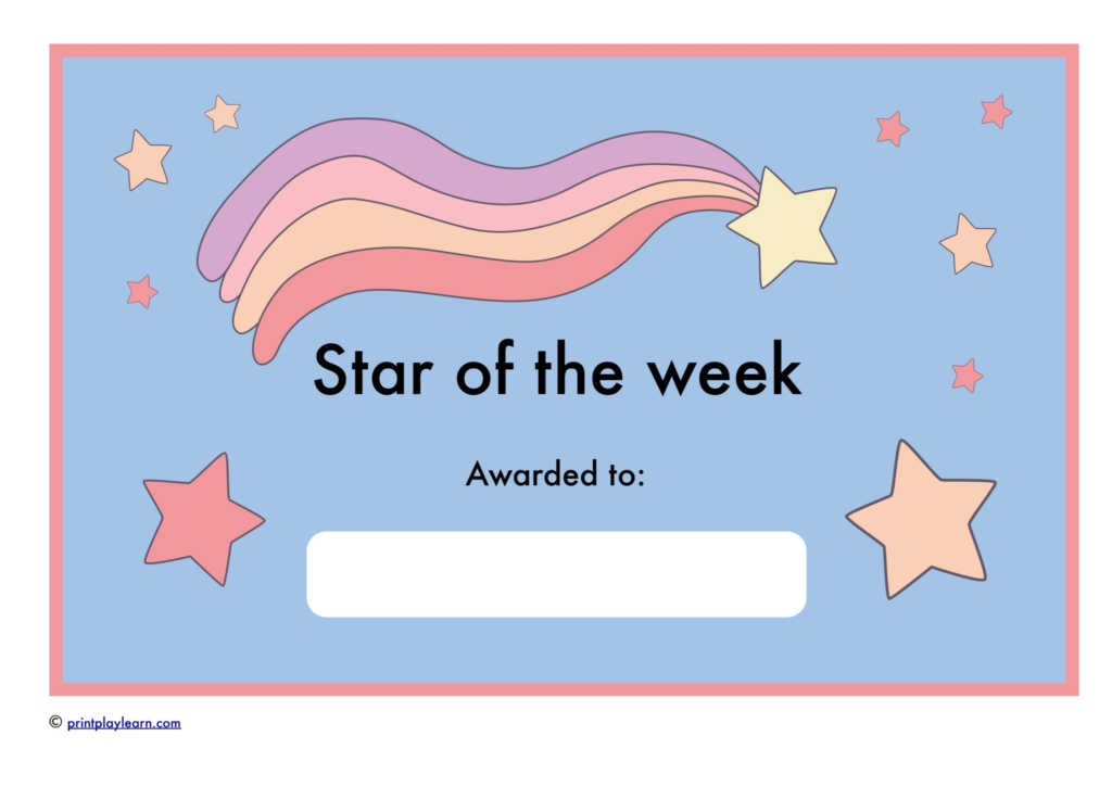 star of the week certificate