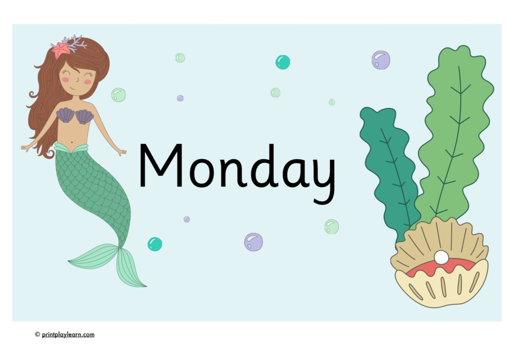 days of the week mermaid class poster