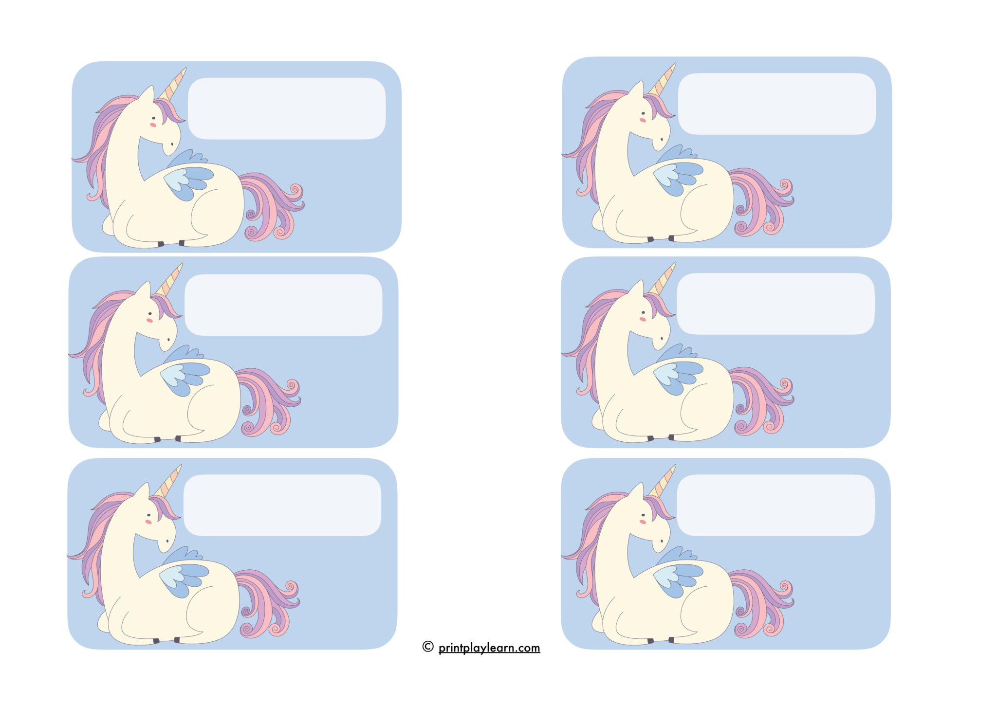 Unicorn Name Label Printable Teaching Resources Print Play Learn