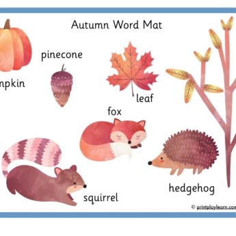 autumn word mat for early years EYFS