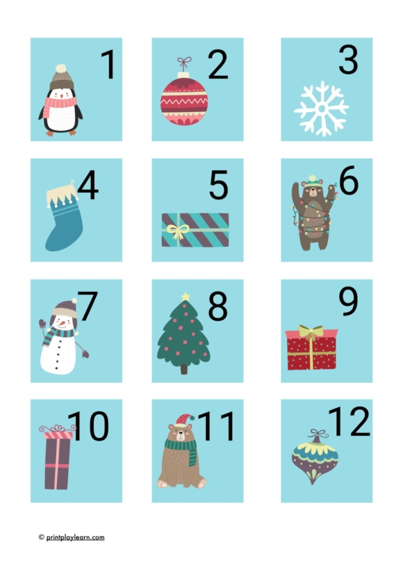 Advent Calendar Numbers 1-24 Christmas - Printable Teaching Resources ...