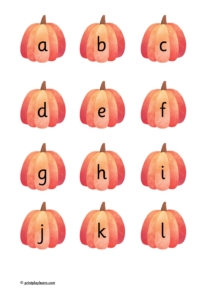 Pumpkins with alphabet a-z lower case - Printable Teaching Resources ...