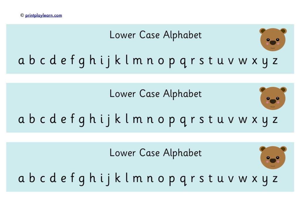 alphabet chart lower case bear