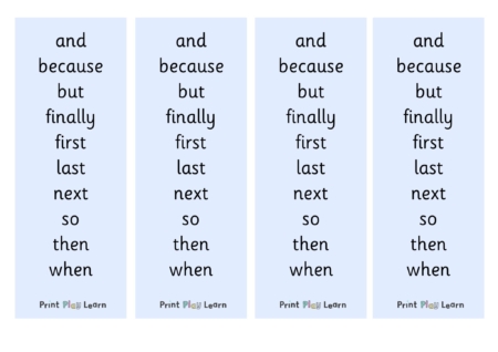 Conjunctions - Connectives Word Mat/ Book Mark - Printable Teaching ...