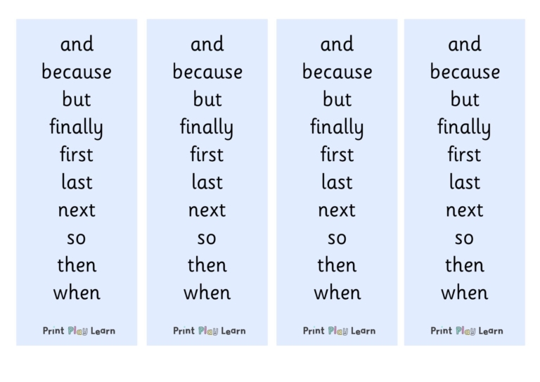 Conjunctions - Connectives Word Mat/ Book Mark - Printable Teaching ...