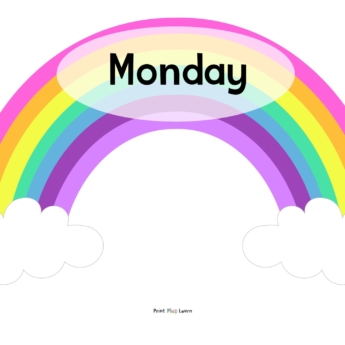 days of the week poster on a rainbow primary school