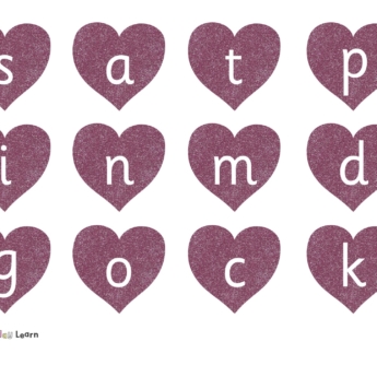 phase 2 letters and sounds glitter heart