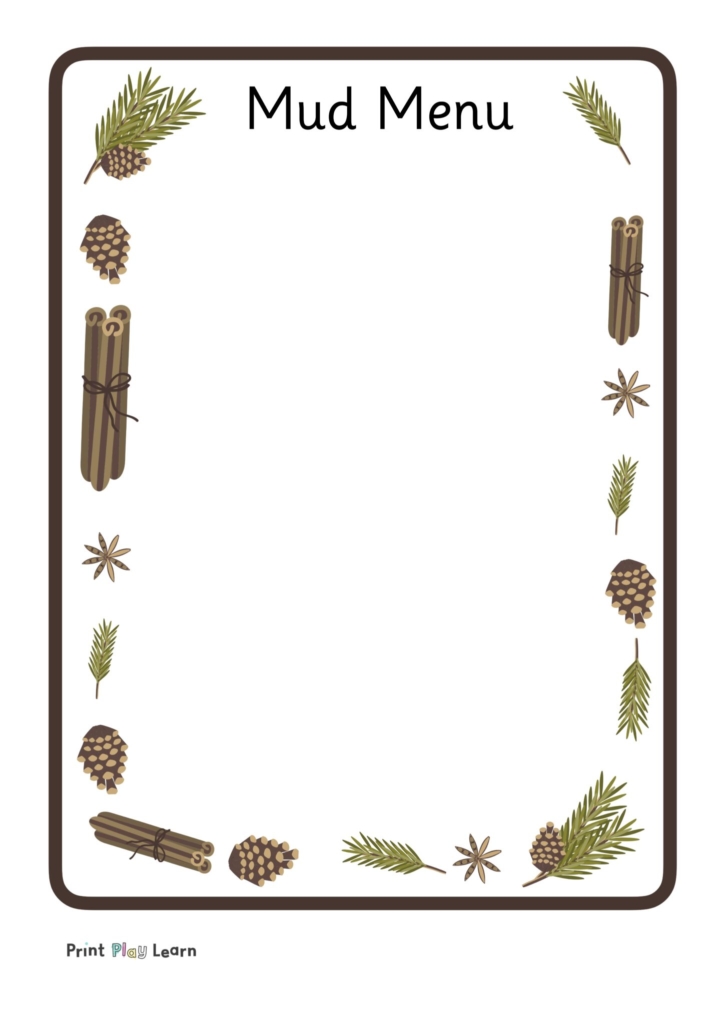 natural plant border on a4 paper with blank space for mark making or writing for an EYFS Primary Classroom or mud kitchen