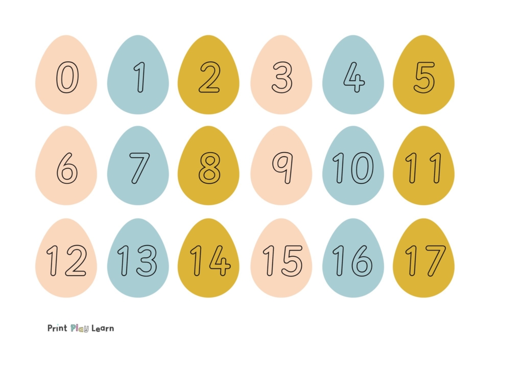 Easter Egg Number Cards 1-50 - Printable Teaching Resources - Print Play Learn