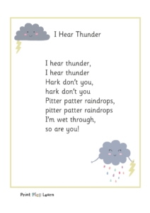 I Hear Thunder Rhyme - Printable Teaching Resources - Print Play Learn