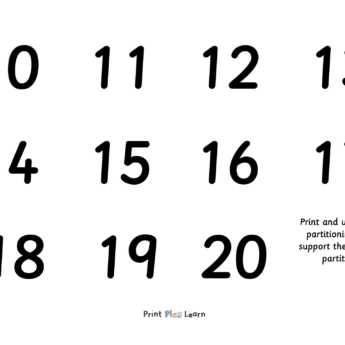 partitioning mat digit cards black numbers 10-20 for key stage one