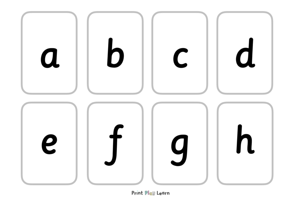 lower case alphabet a-z in flashcards