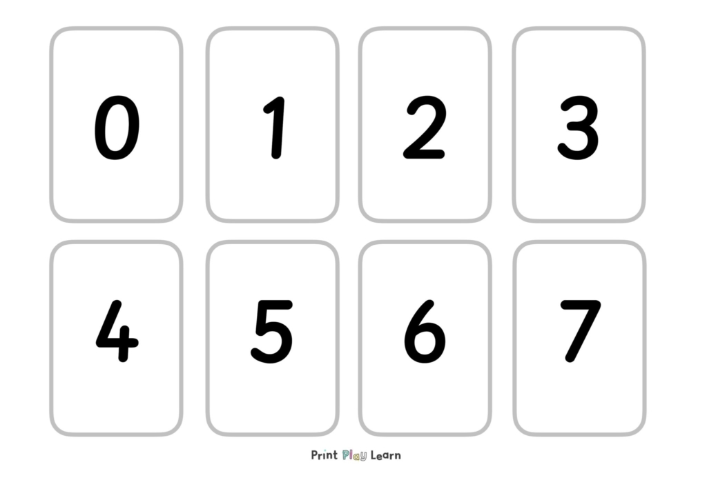 number cards 0-30 8 numbers per page grey board with black numbers