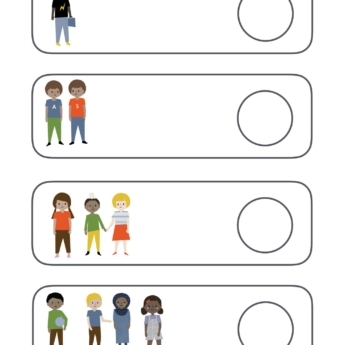 counting children illustration in border with a circle to write the number print play learn