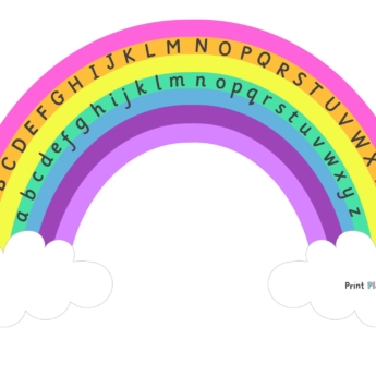 rainbow alphabet upper and lower case lettering printplaylearn