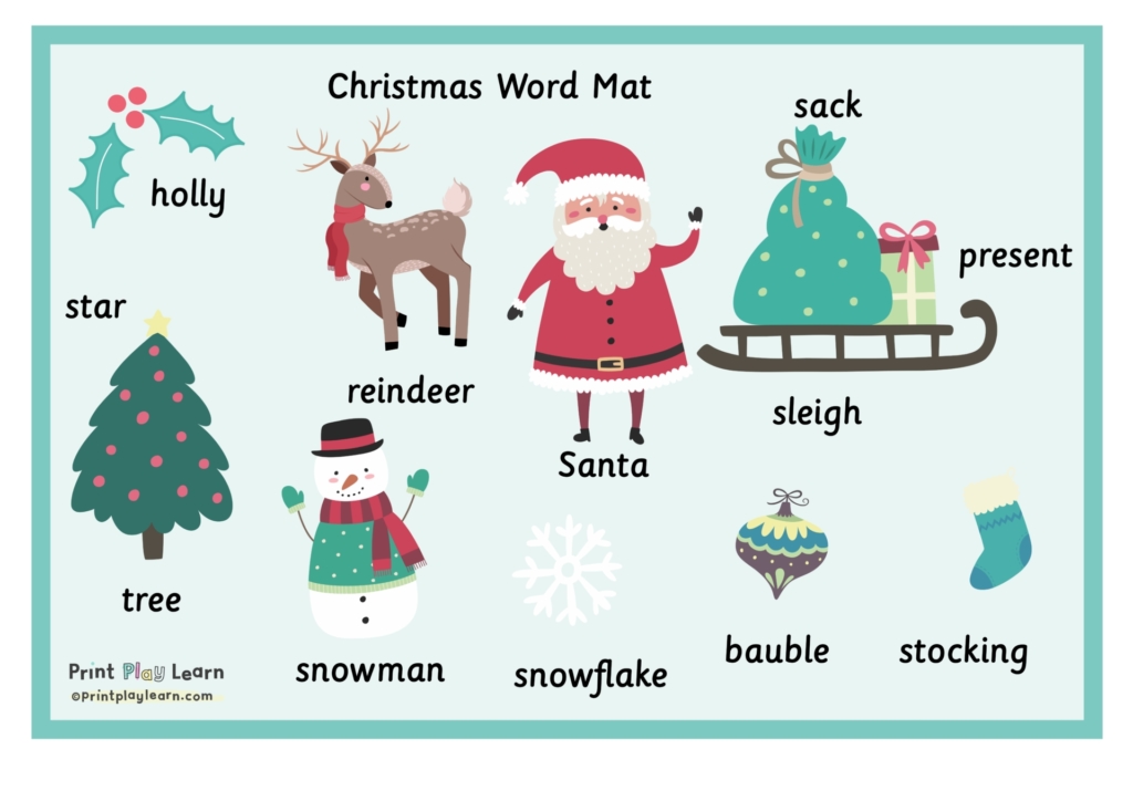green background and border christmas image words