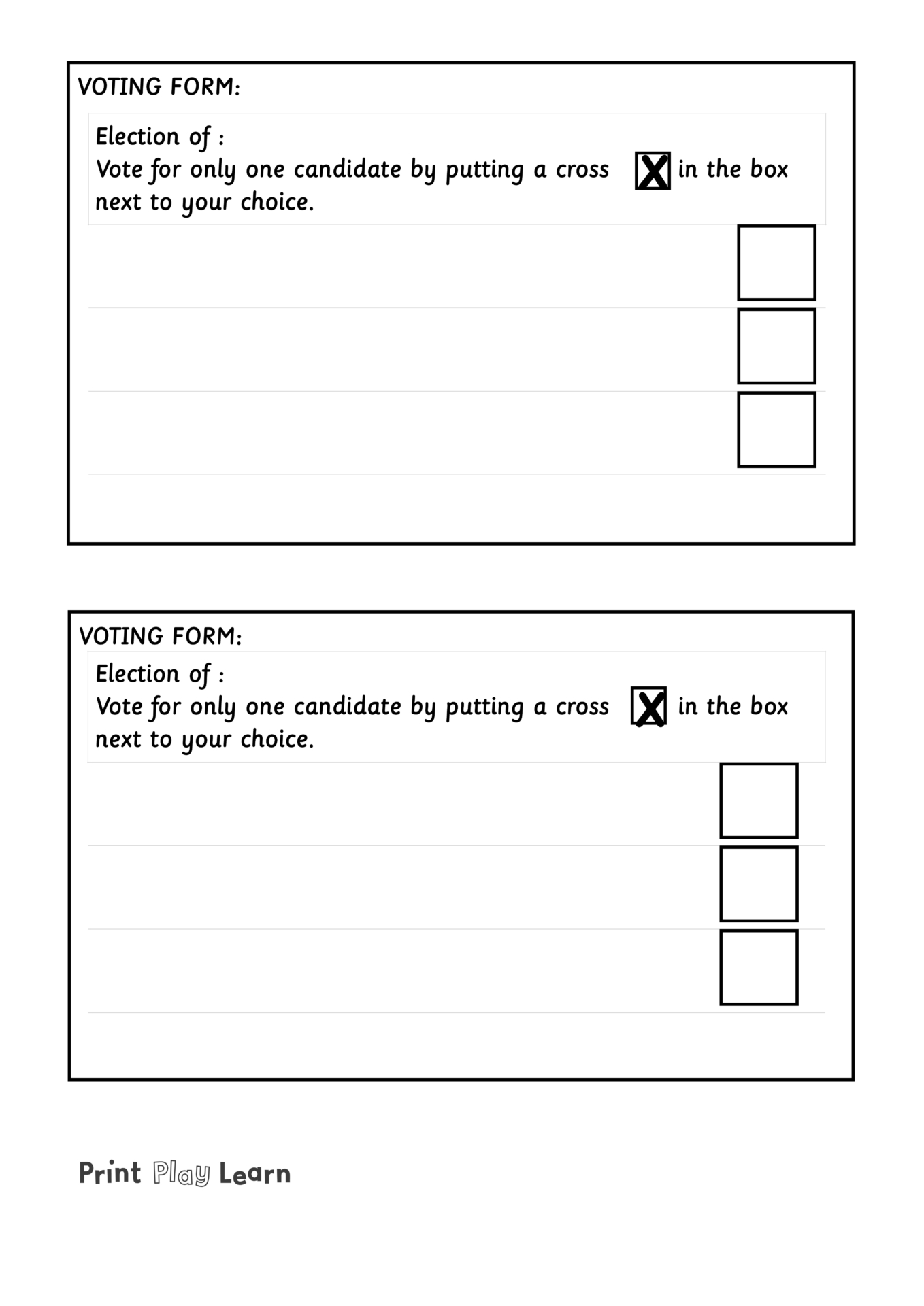 Voting Sheets For Kids