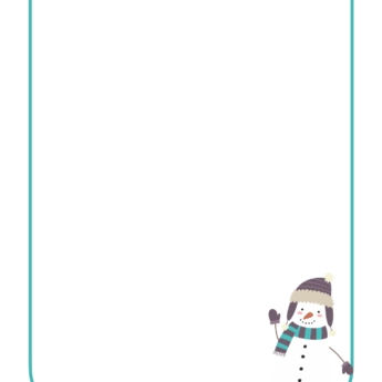 snowman in bottom corner green border paper print play learn